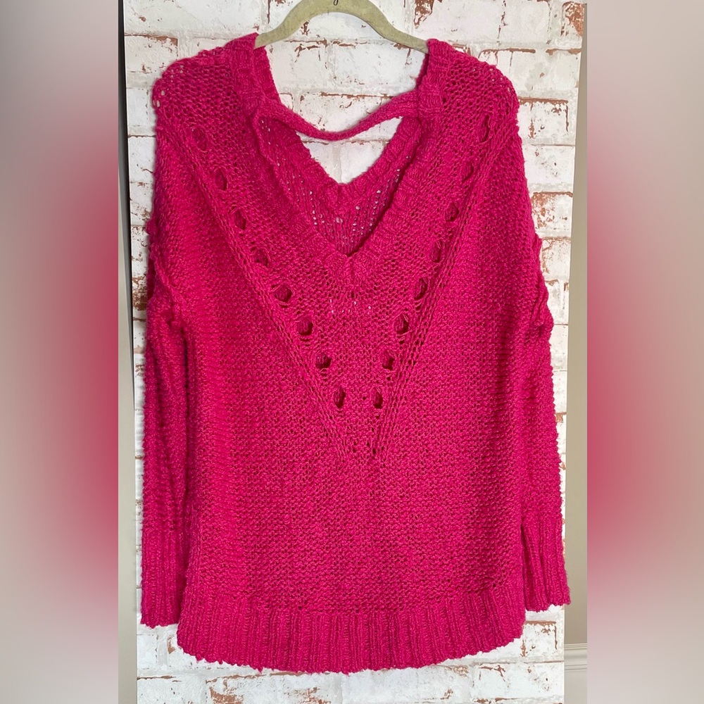 Hollister Vibrant Pink V-Neck Sweater